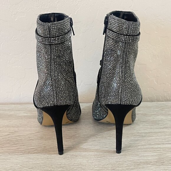 New INC International Concepts 6 Isaura Bootie Boots Pewter Crystals Bow Bling - Picture 5 of 14